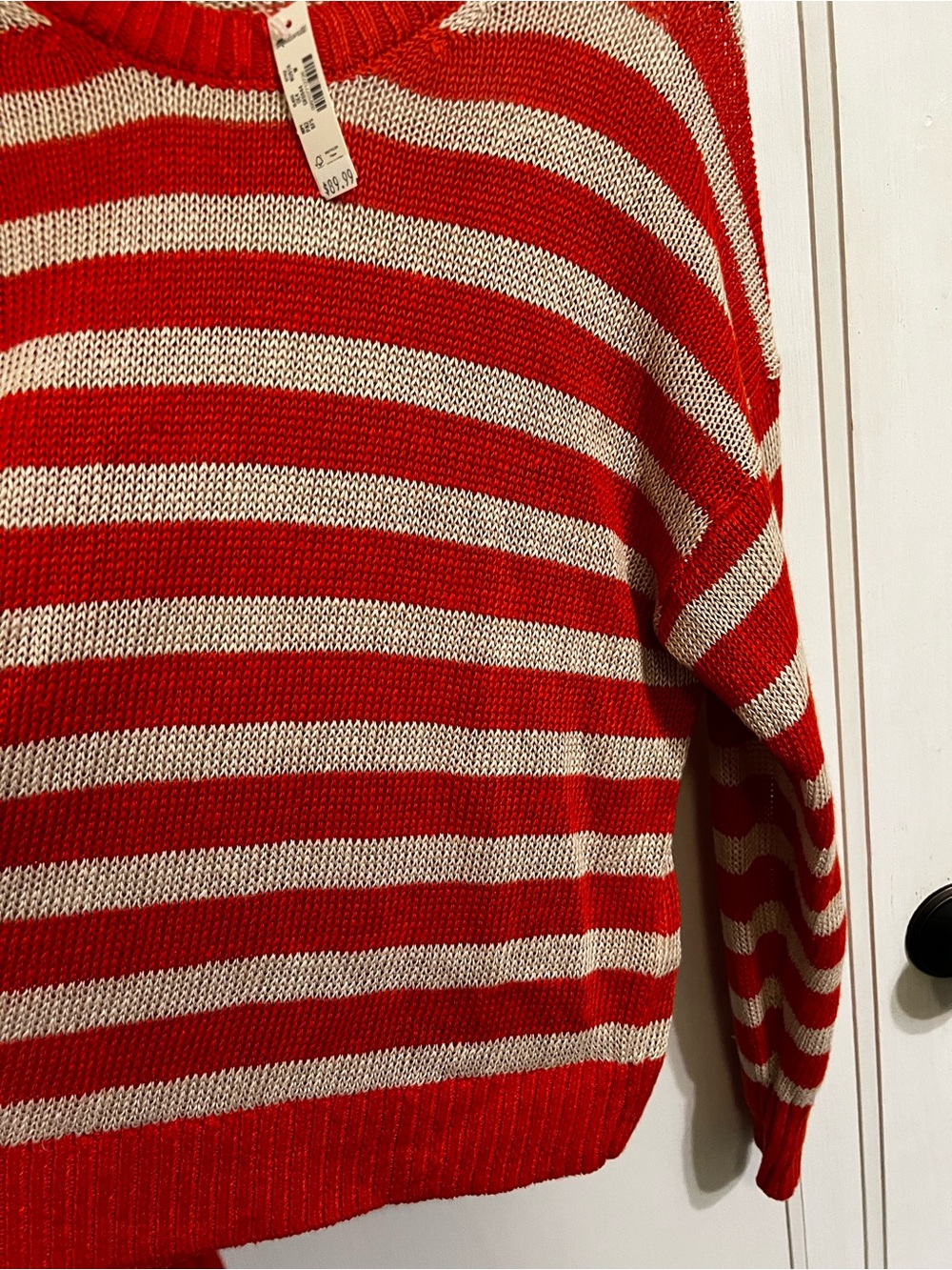 NWT Madewell Red and Cream Striped Women’s Sweater M - Picture 4 of 6